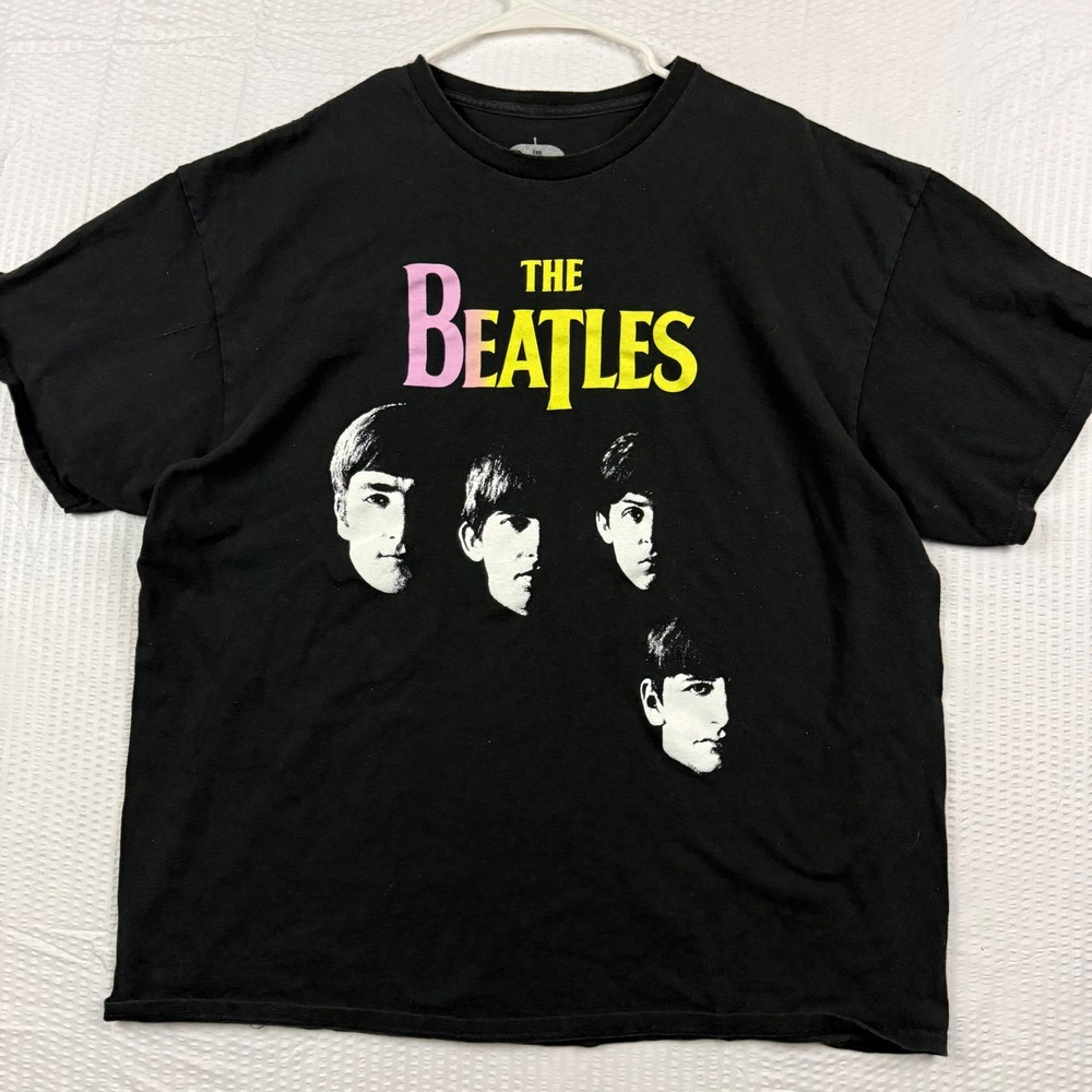 The Beatles Graphic T-Shirt Mens 2XL Black Short Sleeve Cotton Band Tee 2020